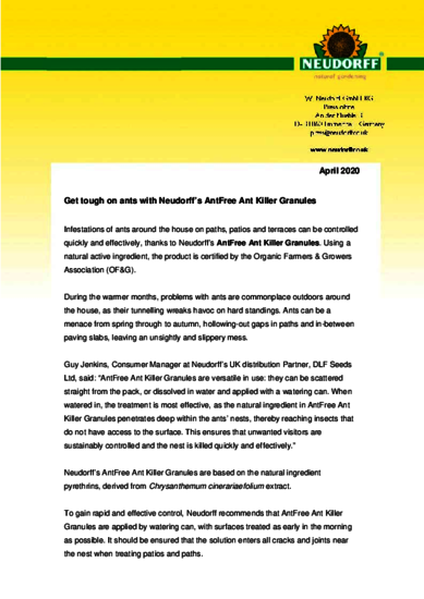 Get tough on ants with Neudorff’s AntFree Ant Killer Granules