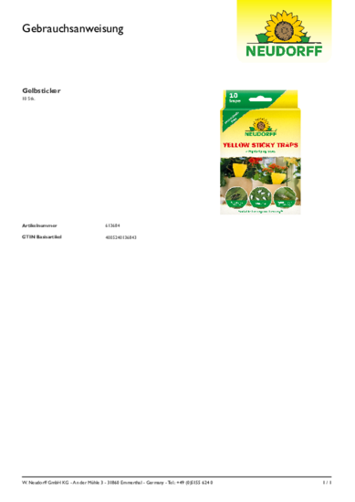 Yellow Sticky Traps Gebrauchsanweisung