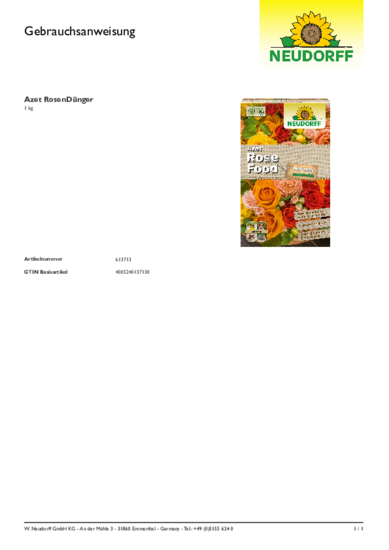 Azet RoseFood Gebrauchsanweisung
