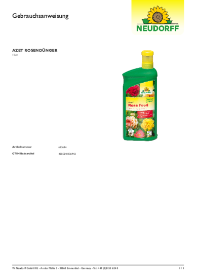 Azet Rose Feed Gebrauchsanweisung